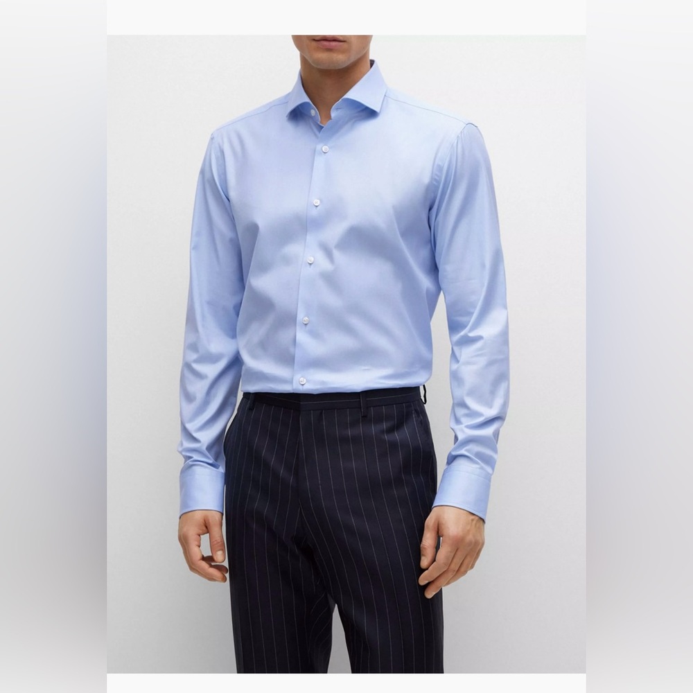 Hugo Boss Men’s Blue Regular Fit Button Down Dress Shirt Size 17